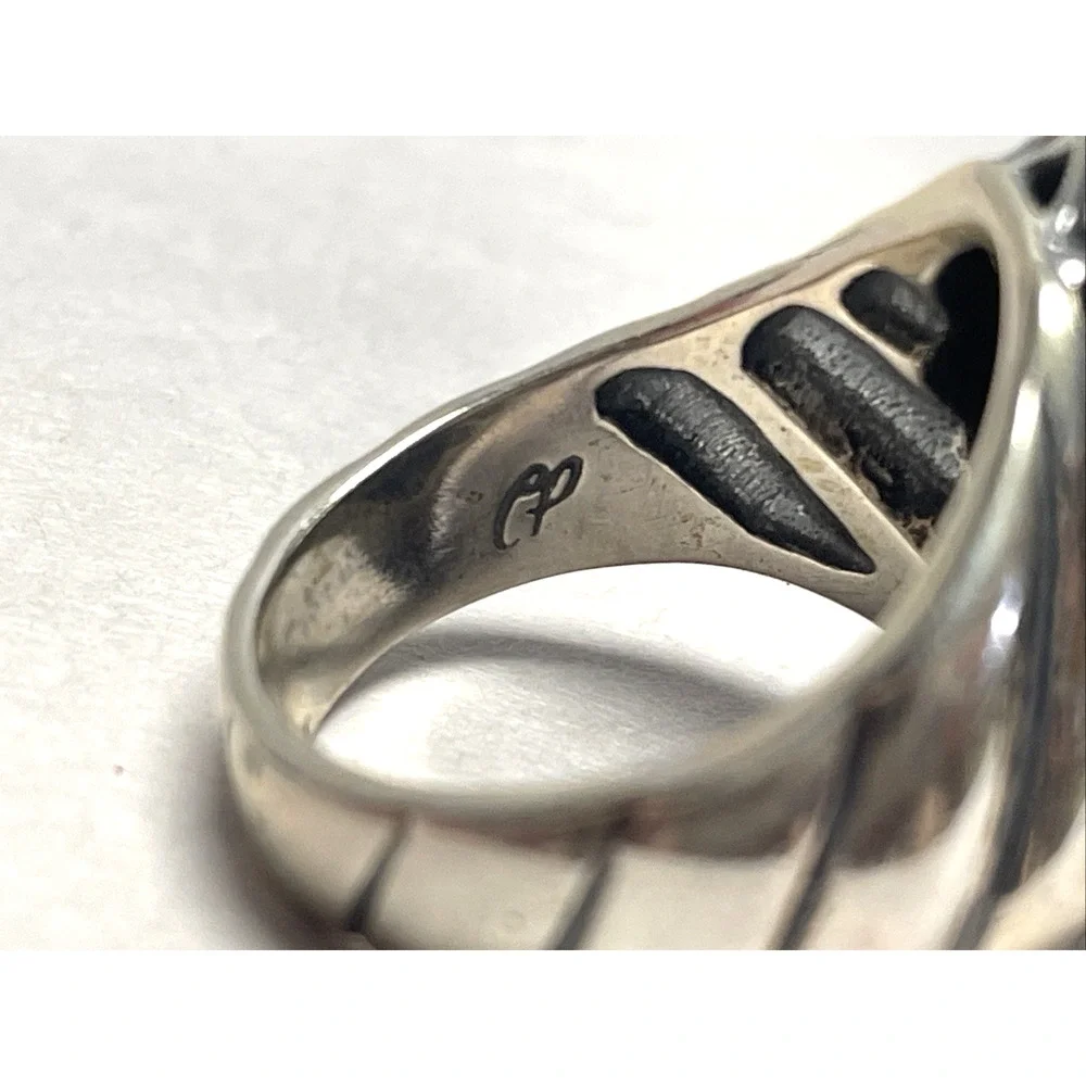 Carolyn Pollack 925 Sterling Silver Multi-Stone Ring Size 6 Geometric Inlay 14g
